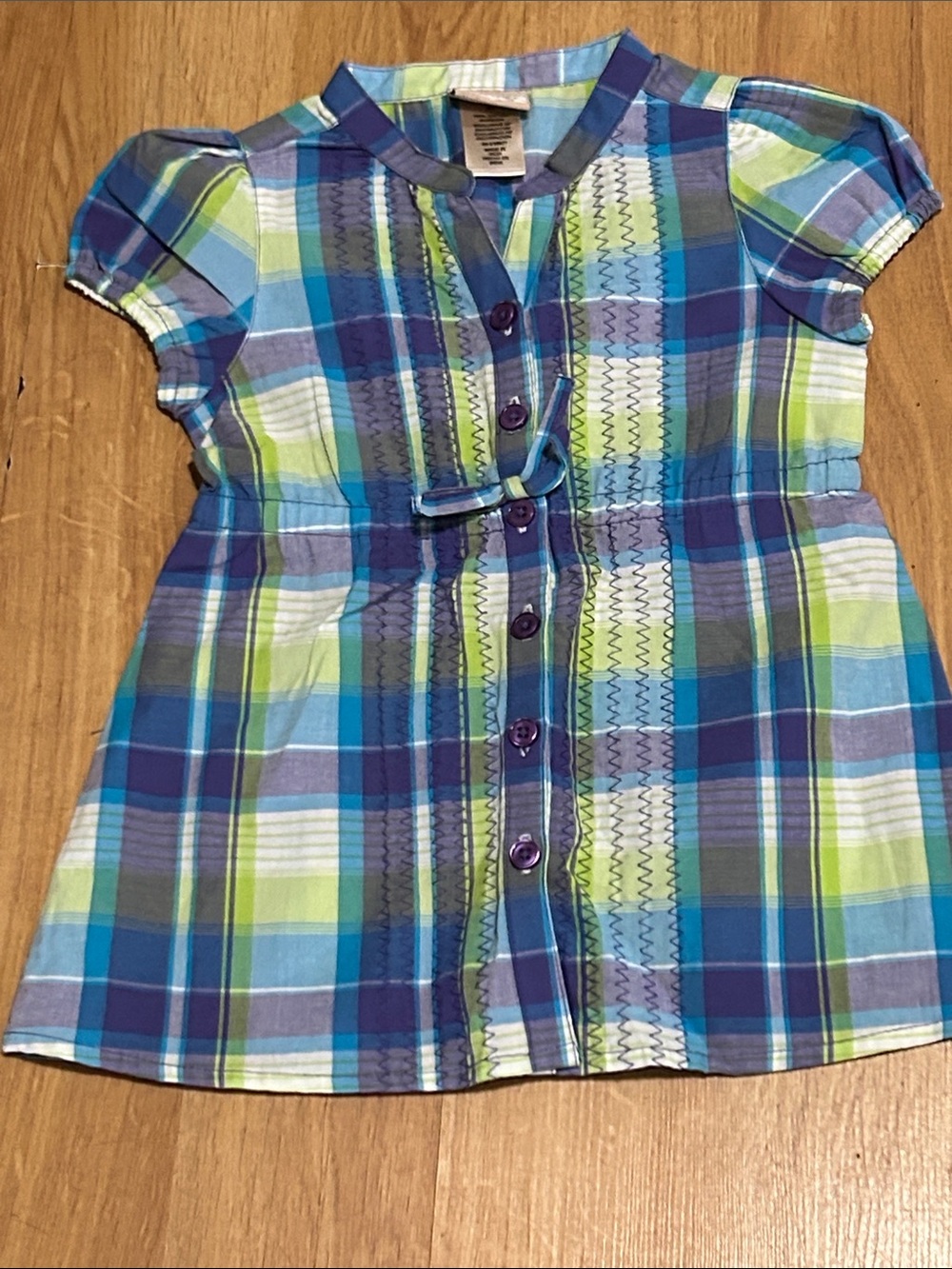 Girls Plaid Button-Front Shirt - Blue & Green Size 4T NWOT